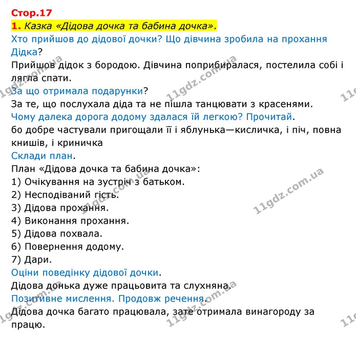 1. Казка «Дідова дочка та бабина дочка». — ГДЗ Українська мова 4 клас Чабайовська