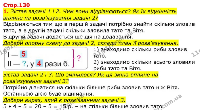 1. Зістав задачі 1 і 2. Чим вони відрізняються? Як їх відмінність вплине на розв’язування задачі 2? — ГДЗ Математика 2 клас Скворцова