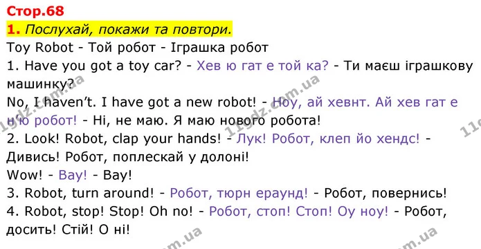 1. Послухай, покажи та повтори. — Англійська мова 1 клас Мітчелл