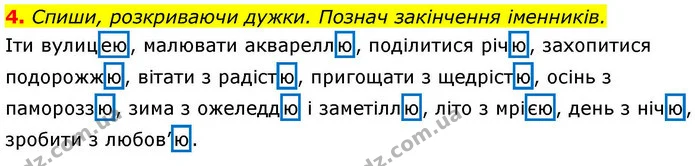 4. Спиши, розкриваючи дужки. Познач закінчення іменників. — ГДЗ Робочий зошит Українська мова 4 клас Большакова