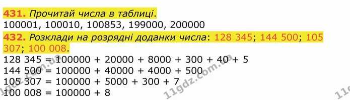 431. Прочитай числа в таблиці. — ГДЗ Математика 4 клас Лишенко 1-2 ч.