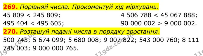 269. Порівняй числа. Прокоментуй хід міркувань. — ГДЗ Математика 5 клас Скворцова 2022