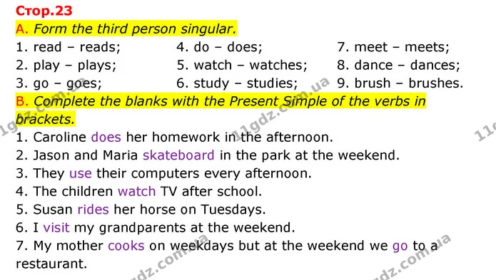 A. Form the third person singular. — ГДЗ Зошит граматика Англійська мова Мітчелл