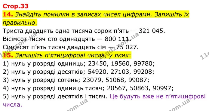 14. Знайдіть помилки в записах чисел цифрами. Запишіть їх правильно. — ГДЗ Математика 4 клас Логачевська 1 та 2 частини