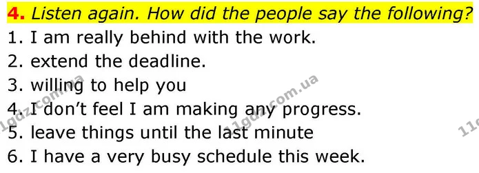 4. Listen again. How did the people say the following? — ГДЗ робочий зошит Англійська мова 8 клас Гарет Джонс 2025