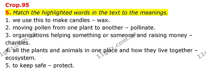 5. Match the highlighted words in the text to the meanings. — ГДЗ Англійська мова 6 клас Коста (Prepare 6)