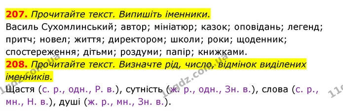 207. Прочитайте текст. Випишіть іменники. — ГДЗ Відповіді Українська мова 6 клас Єрмоленко