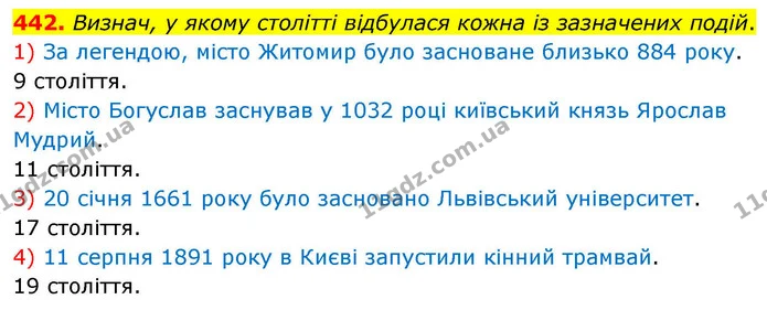 442. Визнач, у якому столітті відбулася кожна із зазначених подій. — ГДЗ Математика 4 клас Листопад