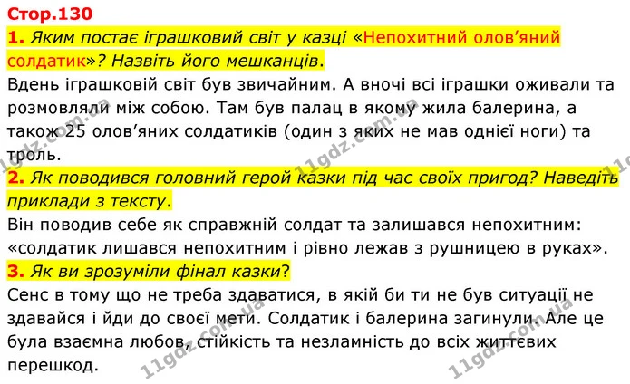 1. Яким постає іграшковий світ у казці «Непохитний олов’яний солдатик»? Назвіть його мешканців. — ГДЗ Зарубіжна література 5 клас Волощук 2022