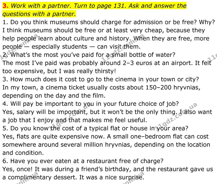 3. Work with a partner. Turn to page 131. Ask and answer the questions with a partner. — ГДЗ Англійська мова 8 клас Стайрінг (Prepare)