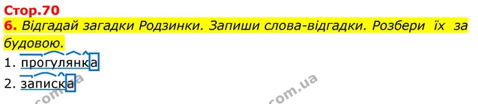6. Відгадай загадки Родзинки. Запиши слова-відгадки. Розбери їх за будовою. — ГДЗ Українська мова 3 клас Пономарьова 2020