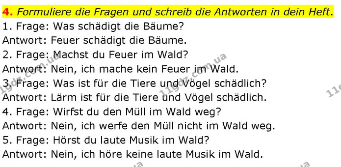 4. Formuliere die Fragen und schreib die Antworten in dein Heft. — ГДЗ Німецька мова 7 клас Басай