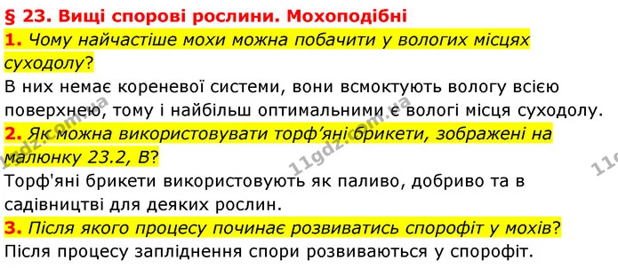 1. Чому найчастіше мохи можна побачити у вологих місцях суходолу? — ГДЗ Біологія 7 клас Балан