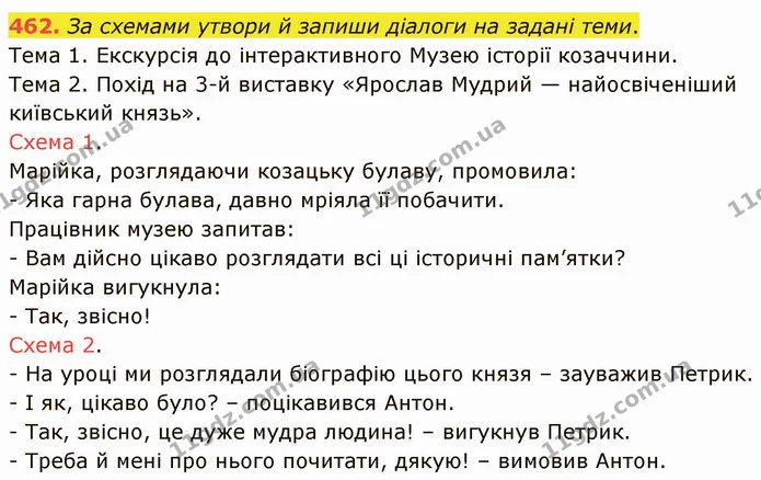 462. За схемами утвори й запиши діалоги на задані теми. — ГДЗ Українська мова 5 клас Онатій