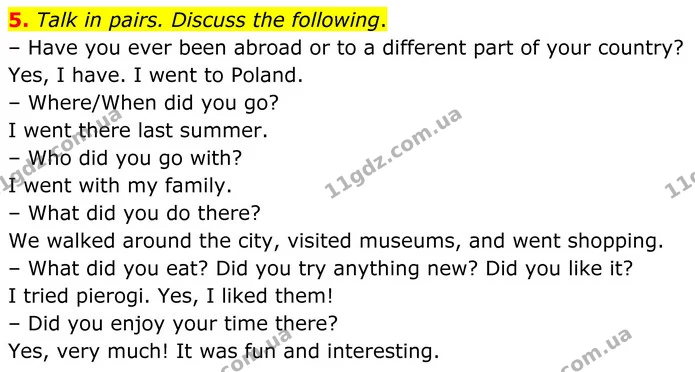 5. Talk in pairs. Discuss the following. — ГДЗ Англійська мова 8 клас Мітчелл