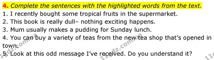 4. Complete the sentences with the highlighted words from the text. — ГДЗ робочий зошит Англійська мова 8 клас Гарет Джонс 2025