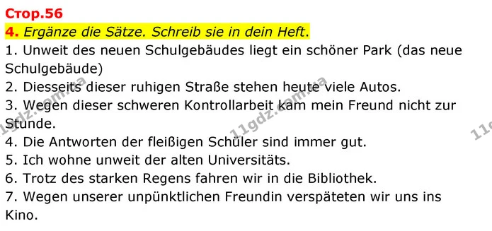 4. Ergänze die Sätze. Schreib sie in dein Heft. — ГДЗ Німецька мова 8 клас Сидоренко