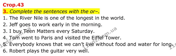3. Complete the sentences with the or–. — ГДЗ Англійська мова 8 клас Мітчелл
