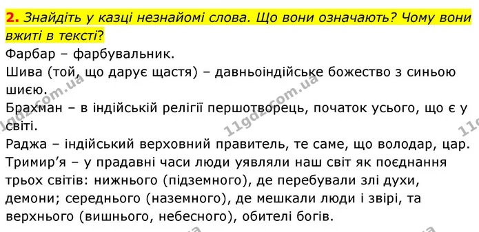 2. Знайдіть у казці незнайомі слова. Що вони означають? Чому вони вжиті в тексті? — ГДЗ Зарубіжна література 5 клас Ковбасенко 2022