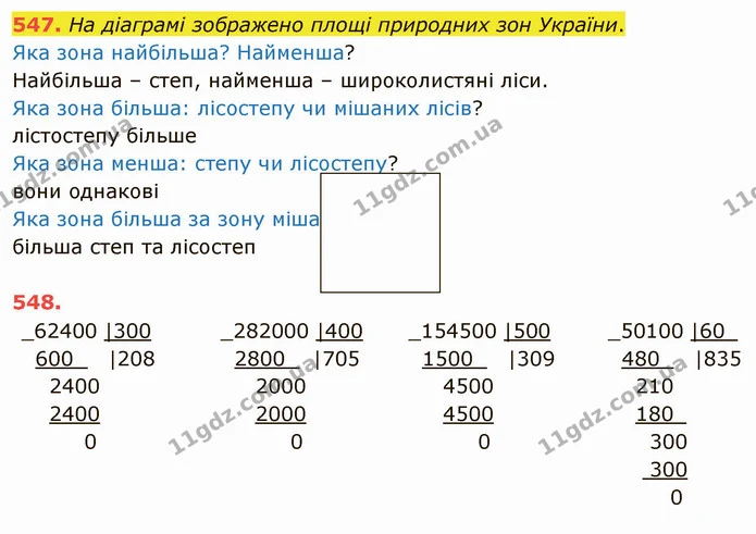547. На діаграмі зображено площі природних зон України. — ГДЗ Математика 4 клас Заїка