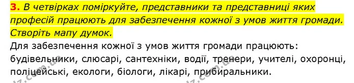 3. В четвірках поміркуйте, представники та представниці яких професій працюють для забезпечення кожної з умов життя громади. Створіть — ГДЗ Здоров’я, безпека 6 клас Шиян