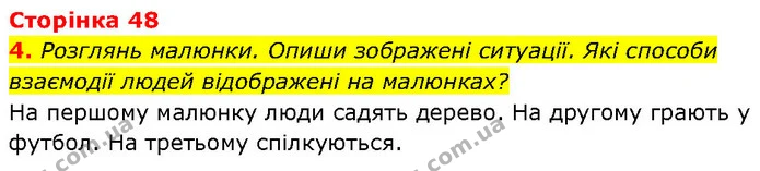 4. Розглянь малюнки. Опиши зображені ситуації. Які способи взаємодії людей відображені на малюнках? — ГДЗ Етика 6 клас Давидюк
