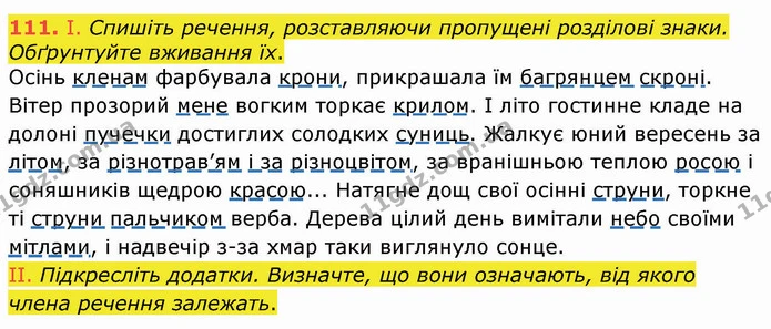 111. І. Спишіть речення, розставляючи пропущені розділові знаки. Обґрунтуйте вживання їх. — ГДЗ Українська мова 8 клас Заболотний 2021