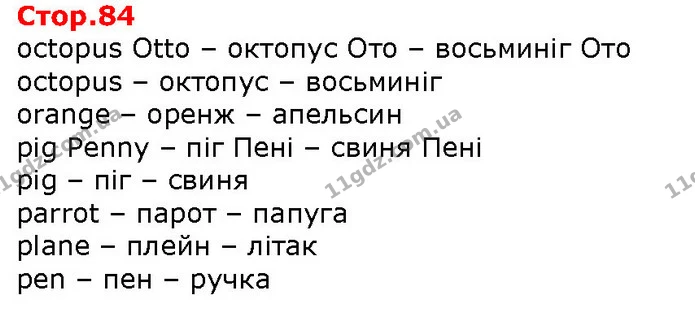 oсtopus Otto – октопус Ото – восьминіг Ото — Решебник English 1 клас Карпюк 2018
