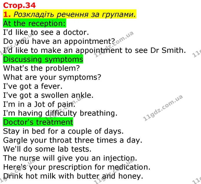 1. Розкладіть речення за групами. — ГДЗ Робочий зошит Англійська мова 7 клас Ходаковська, Несвіт