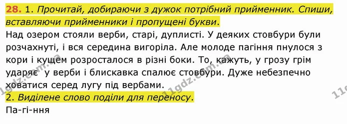 28. 1. Прочитай, добираючи з дужок потрібний прийменник. Спиши, вставляючи прийменники і пропущені букви. — ГДЗ Українська мова та читання 4 клас Коваленко