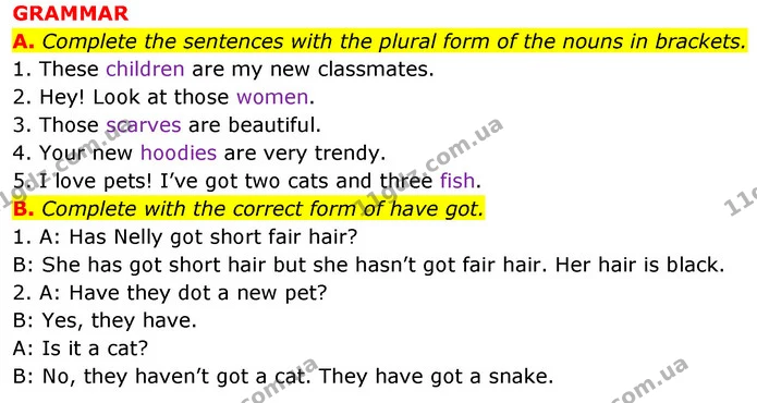 A. Complete the sentences with the plural form of the nouns in brackets. — ГДЗ Збірник тестів Англійська мова 5 клас Мітчелл (Test Booklet)