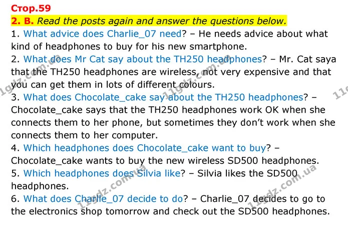 2. B. Read the posts again and answer the questions below. — ГДЗ Англійська мова 6 клас Мітчелл