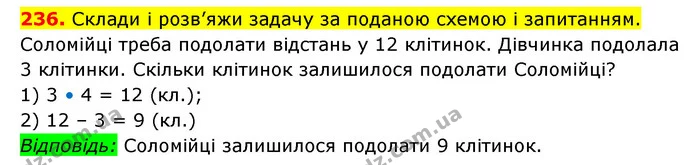 236. Склади і розв’яжи задачу за поданою схемою і запитанням. — ГДЗ Математика 3 клас Будна 1-2 ч.