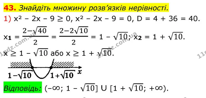 43. Знайдіть множину розв’язків нерівності. — ГДЗ Алгебра 9 клас Істер