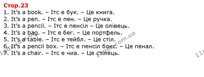 1. It’s a book. – Ітс е бук. – Це книга. — Решебник English 1 клас Карпюк 2018