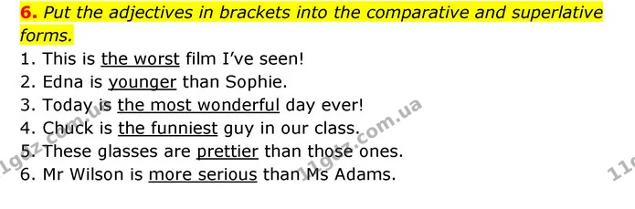 6. Put the adjectives in brackets into the comparative and superlative forms. — ГДЗ Зошит з Граматики Англійська мова 6 клас Карпюк