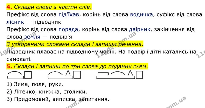 4. Склади слова з частин слів. — ГДЗ Українська мова 4 клас Чабайовська