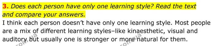 3. Does each person have only one learning style? Read the text — ГДЗ Англійська мова 7 клас Коста