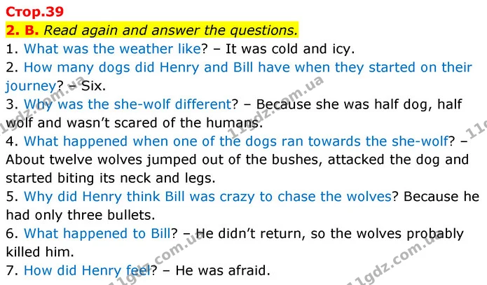 2. В. Read again and answer the questions. — ГДЗ Англійська мова 6 клас Мітчелл