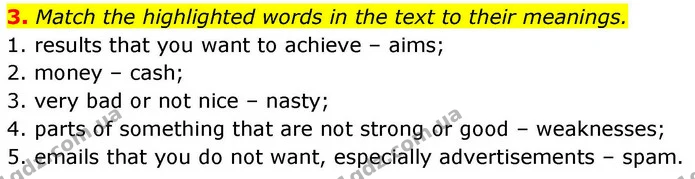 3. Match the highlighted words in the text to their meanings. — ГДЗ робочий зошит Англійська мова 8 клас Гарет Джонс 2025