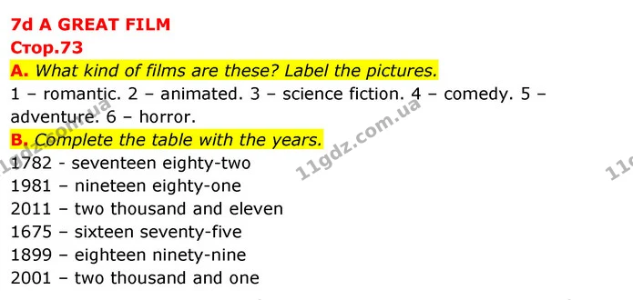 A. What kind of films are these? Label the pictures. — ГДЗ зошит Англійська мова 5 клас Мітчелл