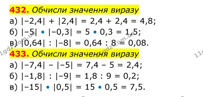 432. Обчисли значення виразу — ГДЗ Математика 6 клас Бевз 1-2 ч.