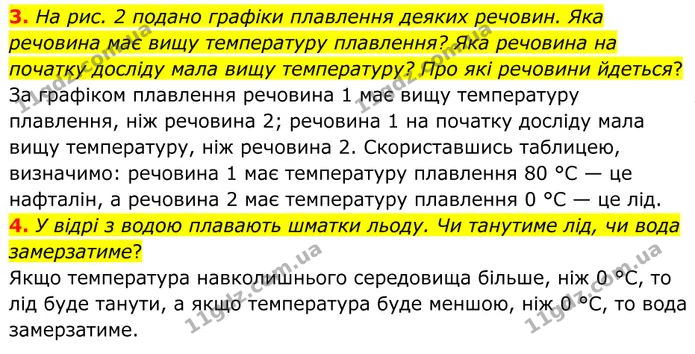 3. На рис. 2 подано графіки плавлення деяких речовин. Яка речовина має вищу температуру плавлення? — ГДЗ Фізика 8 клас Бар'яхтар
