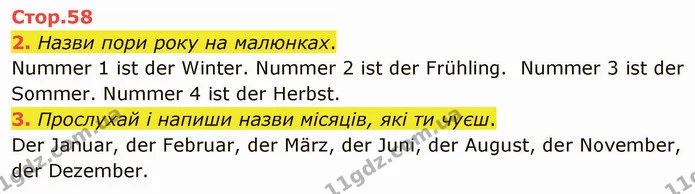 2. Назви пори року на малюнках. — ГДЗ Німецька мова 3 клас Сотникова