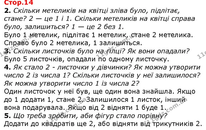 2. Скільки метеликів на квітці зліва було, підлітає, стане? 2 — це 1 і 1. Скільки метеликів на квітці справа було, залишиться? 1 — це 2 — ГДЗ Математика 1 клас Лишенко 2018
