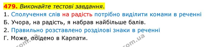 479. Виконайте тестові завдання. — ГДЗ Українська мова 5 клас Заболотний 2022