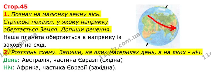 1. Познач на малюнку земну вісь. — ГДЗ Робочий зошит Я досліджую світ 4 клас Гільберг