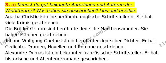 3. a) Kennst du gut bekannte Autorinnen und Autoren der Weltliteratur? Was haben sie geschrieben? Lies und erzähle. — ГДЗ Німецька мова 10 клас Сотникова 2018