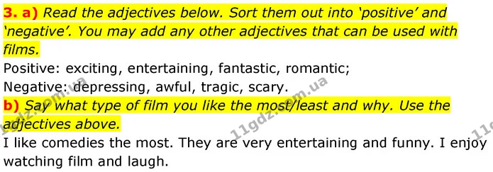 3. a) Read the adjectives below. Sort them out into ‘positive’ and ‘negative’. You may add any other adjectives that can be used with — ГДЗ Англійська мова 7 клас Карпюк