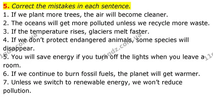 5. Correct the mistakes in each sentence. — ГДЗ зошит Grammar Англійська мова 8 клас Prepare 2025